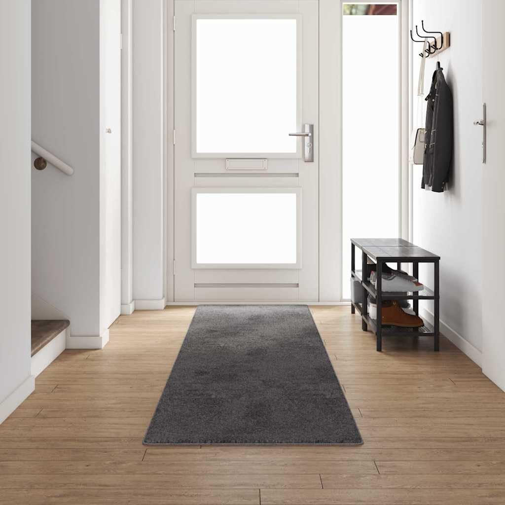 Tapis de couloir gris 500 x 80 cm lavable et antidérapant pour salon