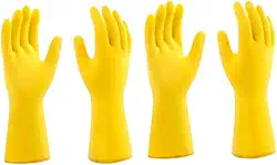 Kit 2 Pares de Luvas de Látex Multiuso, Amarelas, Para Limpeza Doméstica e Jardinagem, Escolha um Tamanho. (GG)