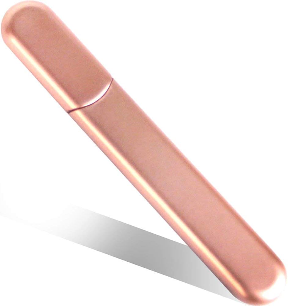 Beauty Nail File, Premium Nail Buffer with Case For Natural Acrylic Nails, Diamond Crystal Nail File for Present/Gift, Emery Board, Apricot