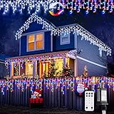 JMEXSUSS Color Changing Lights Outdoor Waterproof, 11 Modes 400 LED Christmas Icicle Lights with 40 Drops, White to Multicolor Icicle Lights for Indoor Christmas Eaves Party Decorations