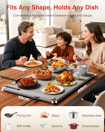 Image of Warming Mat for Food (24 inchx16 inch) - iTRUSOU 7-Level Electric Warming Tray with 400W High-Power, Timer 0-99H & Built-In Strap - Rollable Large Food Warming Mat for Parties & Buffet