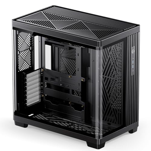 Image of JONSBO TK-4 Black ATX PC Case,Separated Cabinet Mid Tower Computer Case,Bi-Bent Surround View Glass,Aluminum Alloy, Support Micro /ATX, SP Back-Connect(BTF) MB /460GPU /200PSU,Type-C Jack, Black