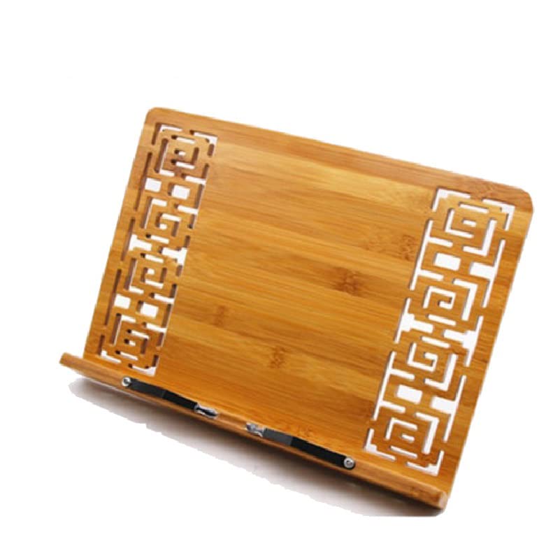KDOQ Soporte de libro de bambú creativo Soporte ajustable Soporte de libros Recetas Libros de cocina Tabletas titular de partituras de música Pantallas de lectura fija Estante de regalo