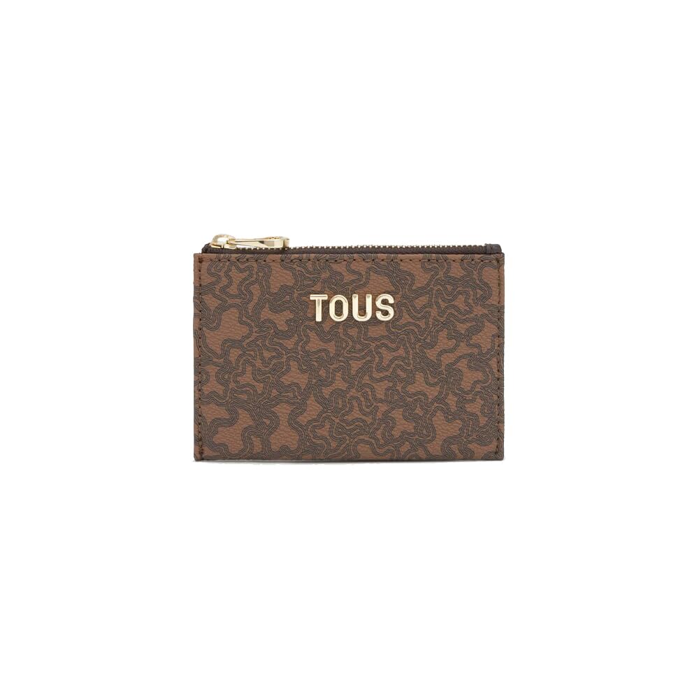 Monedero Tarjetero Tous Marrón pequeño para mujer colección Kaos Mini Lines con cremallera 5