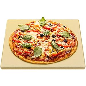 Onlyfire vierkante pizzasteen voor bakken, cordierietsteen voor pizzaoven, gasgrill, houtskoolgrill, Kamado, past op Weber Gourmet BBQ Systeem (38 * 30 cm)