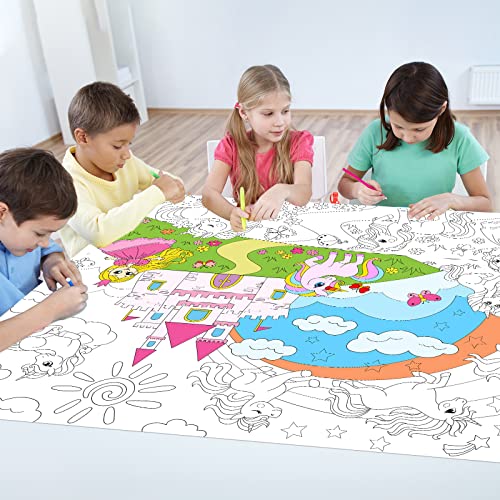 Image of Unicorn Giant Coloring Poster for Kids Large Coloring Tablecloth Activity Drawing Roll Paper Books Sheets Page Huge Table Cover Art Crafts for Classroom Home Gift Birthday Party Supplies Decoration