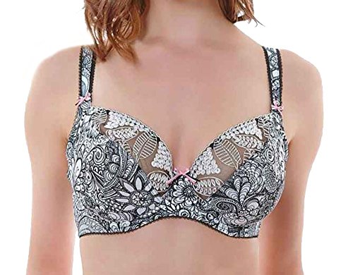 Freya – Sujetador de mano con balconnets Freya – Zentangle Monochrome azul oscuro 85B