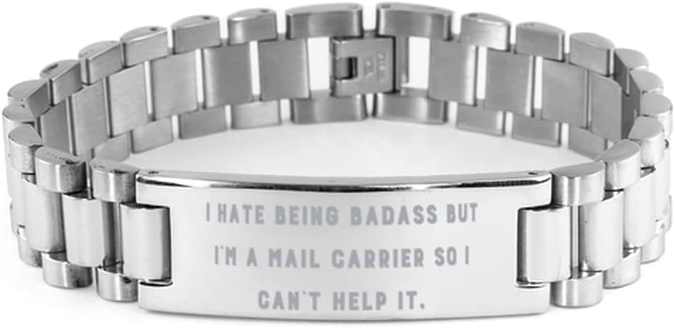 Motivational Mail carrier Gifts, I Hate Being Badass but I'm a Mail Carrier, Unique Idea Birthday Ladder Bracelet From Coworkers, Mailman, Letter carrier, Postal worker, US Postal Service, Package
