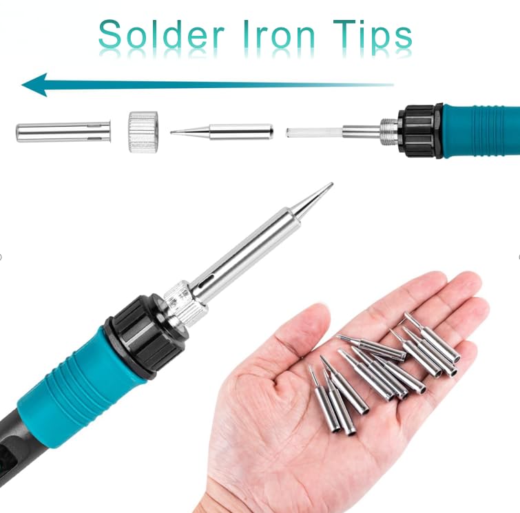 Image of Soldering Iron Replacement Tips Set 10 Tips 900M T for Soldering Rework Station Tool for 936 937 938 969 8586 852D Soldering Stations Soldering Rework Station Tool Tip Tinner