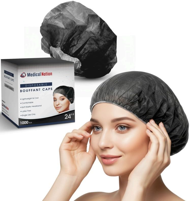 Red para el cabello de 21 pulgadas desechable, caja de 1000, color negro, redecillas para el cabello, no tejida, no plisada, para médico,