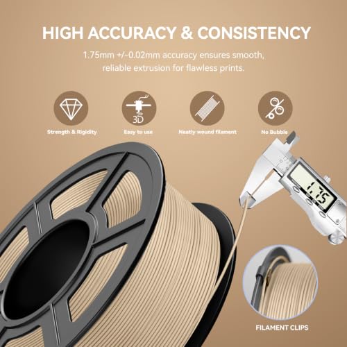 Image of JAYO Brown Wood PLA 3D Printer Filament 1.75mm, 1.1kg Reusable Spool