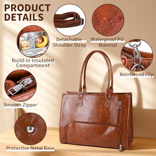 HoldOneLight 15.6 Inch Laptop Bag Brown - Image 4