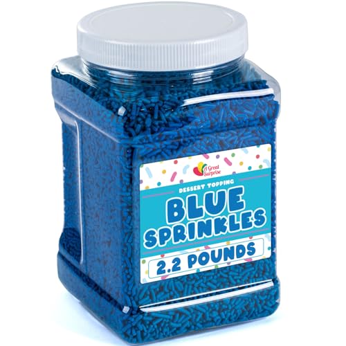Blue Sprinkles - 2.2 Pounds - Royal Blue Jimmies - Navy Blue Sprinkles for Ice Cream, Cupcakes - Bulk Sprinkles - Baby Shower Sprinkles