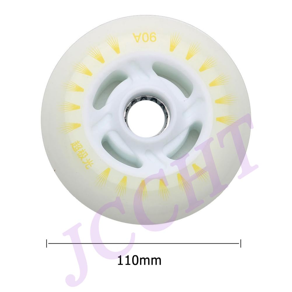 Ruedas Patines línea iluminadas 90mm, 100mm 110mm, 8 Unidades, con Luces LED Intermitentes Poliuretano 90A para reemplazo de patinetes en Interiores y Exteriores