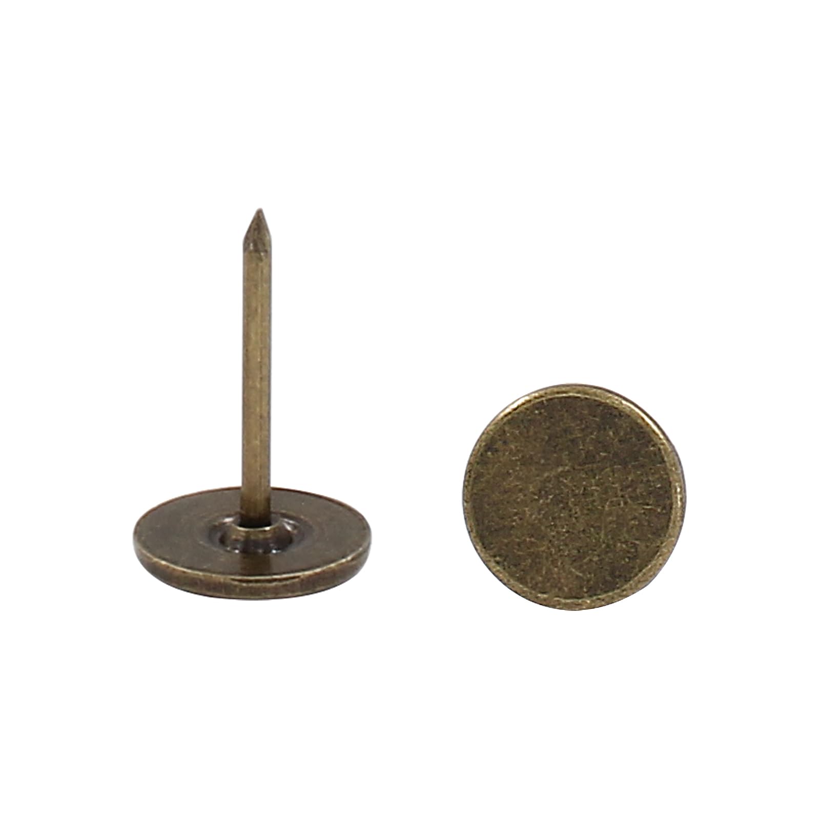 100 Pcs Flat Head Upholstery Tacks - Antique Bronze, 11mmx17mm, For Furniture & Decoration