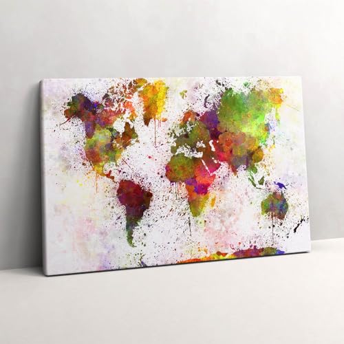 Carte du monde aquarelle sur toile pour habiller un mur vide avec élégance