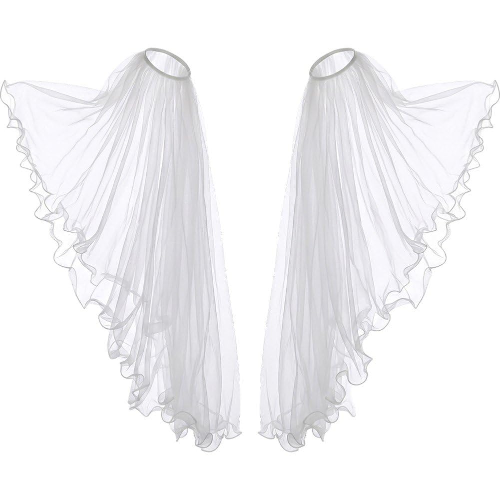 Fituenly 1 Pair Wedding Bridal Detachable Sheer Tulles Long Sleeve, Removable Shoulder Capelet Shawl Accessory for Bridal Dress