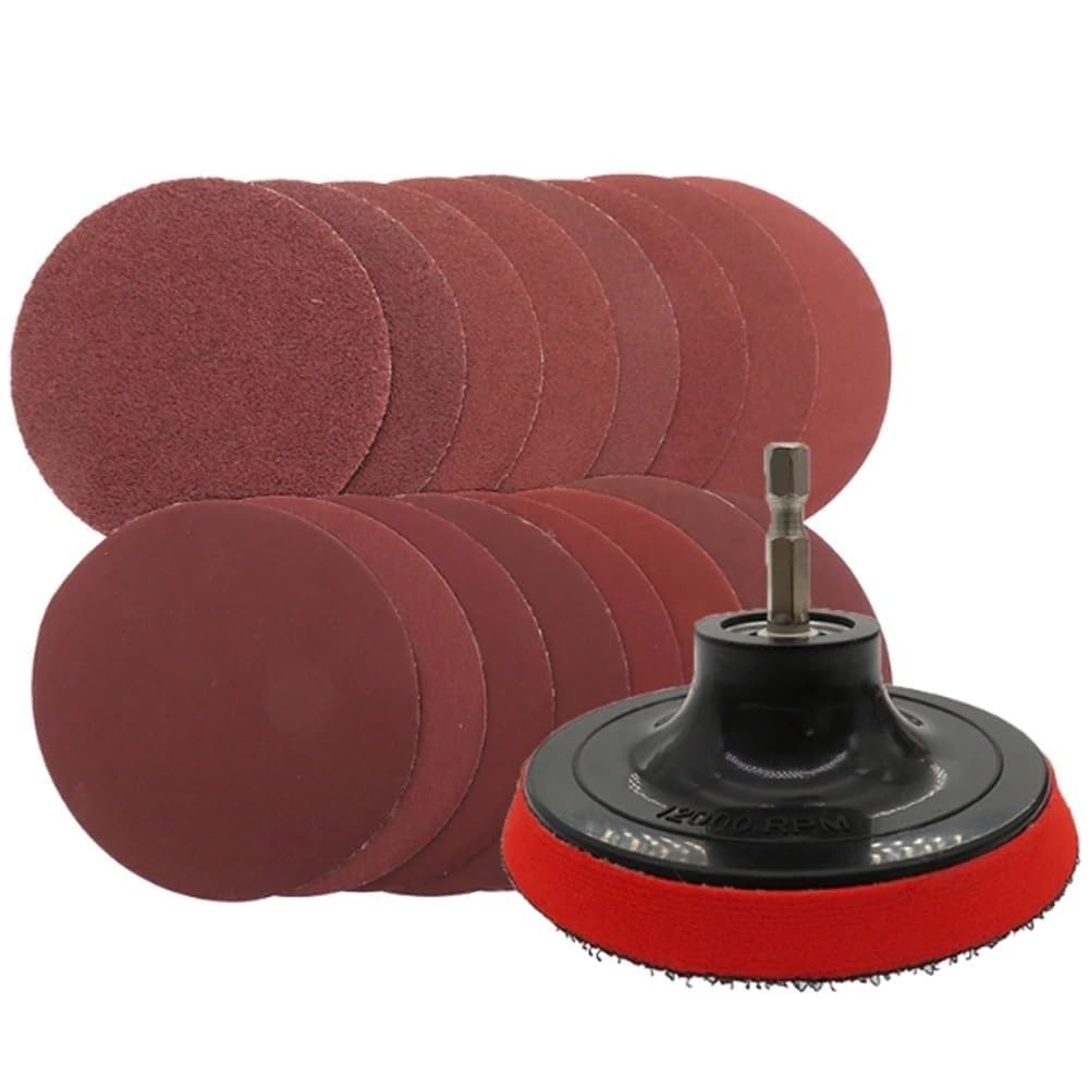 Juego de discos de lijado de 100 Uds. De 4 pulgadas, papel de lija de gancho y bucle con adaptador de taladro M10, grano 40-2000 for Metal(800grit)