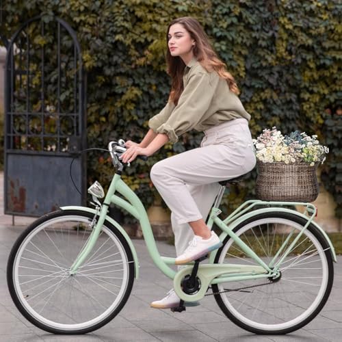 KONG MING CAR Fahrradkorb – Handgefertigter Rattan Fahrradkorb Hinten, großer & Abnehmbarer Gepäckträger Korb mit wasserdichter Abdeckung, Retro-Design für Damen, E-Bikes & Adult Bikes