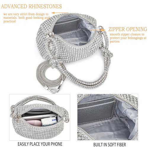 Image of BBTT.ful Rhinestone Evening Handbags Sparkling Crystal Purse Daily Casual Shoulder Bag