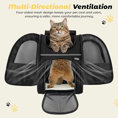 Sac à dos transport pour chat pliable noir résistant charge 8 kg max - 6