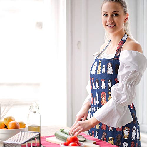 Zihuatailor Dog Apron For Women With 2 Pockets, Adjustable Aprons With Dog Prints #TOP6
