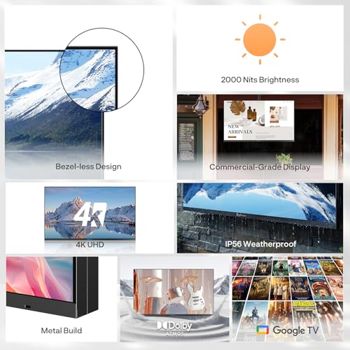 Image of SYLVOX Outdoor TV, 43 inch Full Sun TV 2000 nits, Ultra-Narrow Bezel