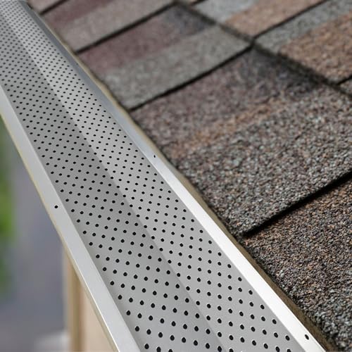Image of Gutter Guard,6 inch Aluminum Leaf Filter Gutter Cover,50 PCS Total Length 200FT,Raptor Gutter Guards,Easy DIY Leaf Guards for Gutters Fits Any Roof or Gutter Type