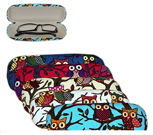 Lesirit Hard Shell Eyeglass Case Glasses Holder (Owl-White)