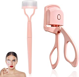 NICEWAT Heated Eyelash Curler, Long Lasting Heated Lash Curler with Comb, USB Rechargeable Eyelash Curler, 2 Quick Heating Modes for Makeup Natural Curling EyeLashes (Pink)
