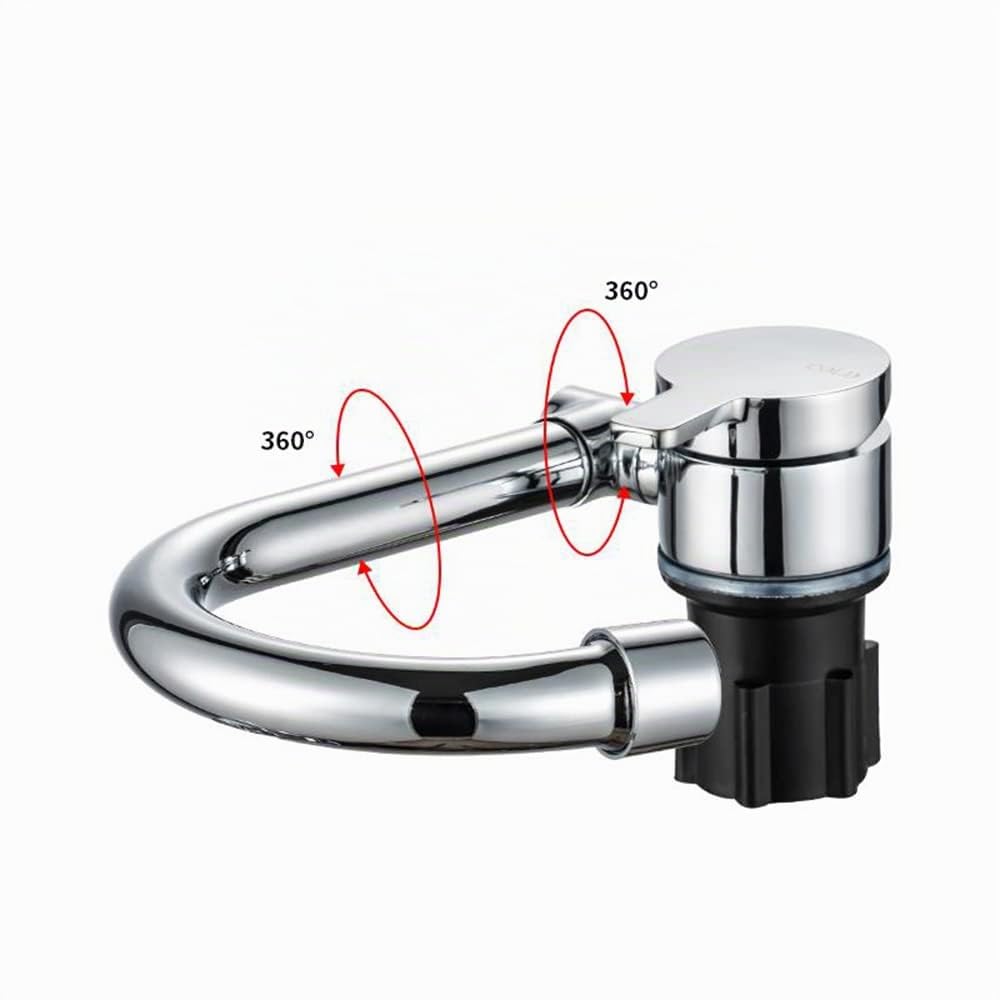 Riloer Rubinetto pieghevole per camper universale per auto, roulotte, camper, girevole a 360°, miscelatore acqua fredda e calda, rubinetto