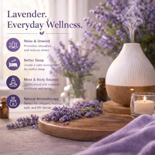 Aceite esencial de lavanda 4 fl oz con cuentagotas de vidrio miniatura 6