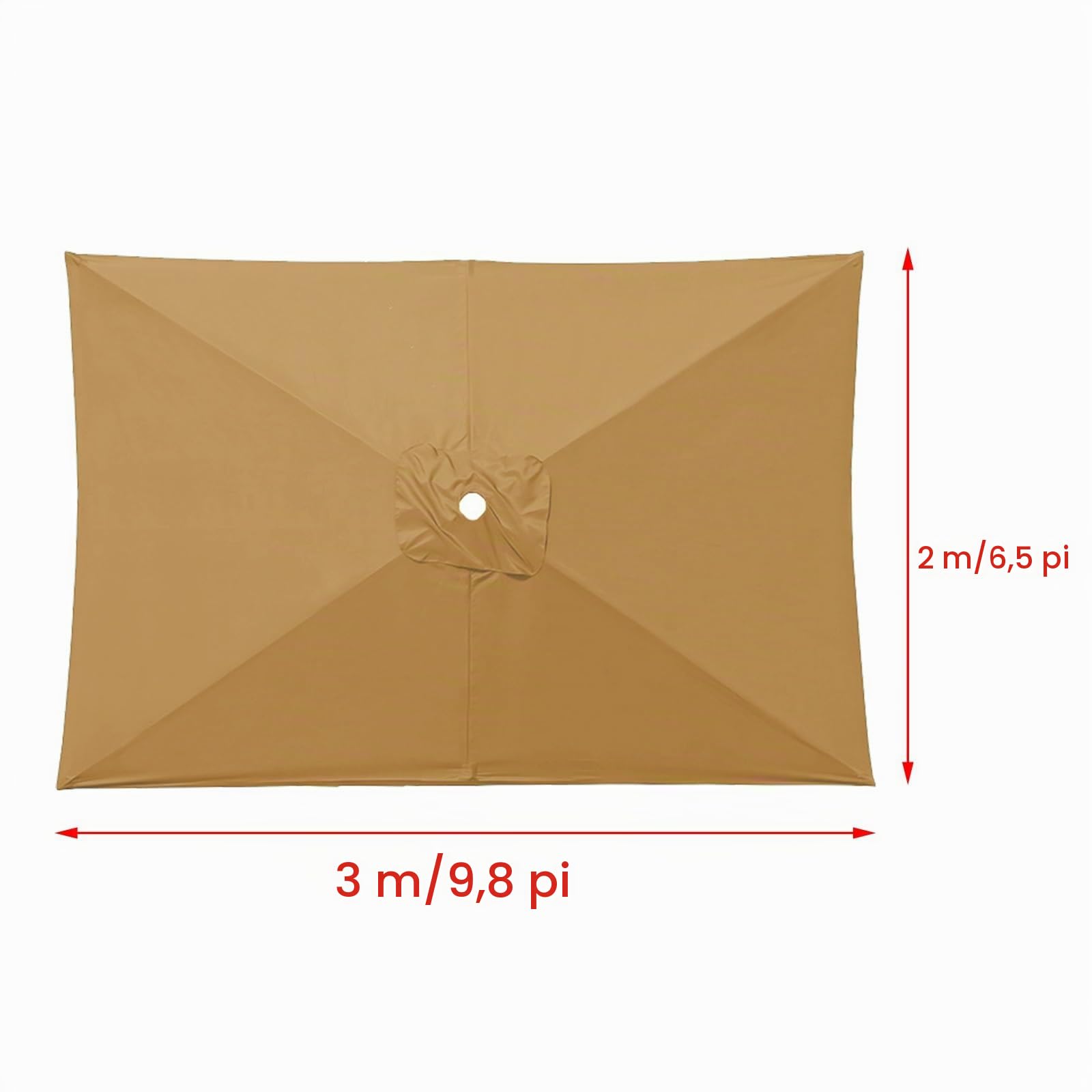 WORDFUN 2x3m Auvent De Rechange, 6 Baleines Toile De Rechange De Parasol Rectangulaire, Bâche De Remplacement pour Parasol Déporté, Dessus De Parapluie De Remplacement, Imperméable, AntiUV(Beige)