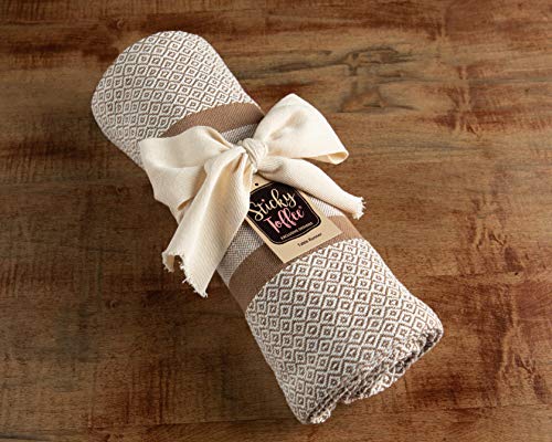 Sticky Toffee Cotton Table Runner 72 Inches Long For Kitchen Or Dining, Tan Cloth Farmhouse Woven Table Runners, Oeko-Tex Cotton, 14 In X 72 In #TOP3