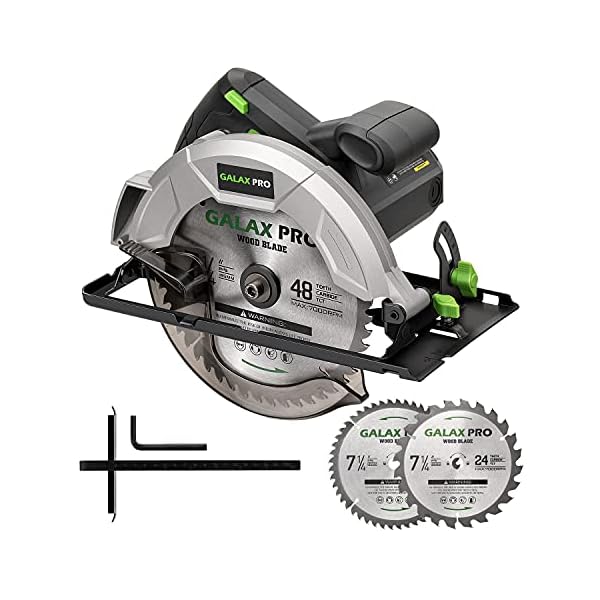 GALAX PRO Kreissägen, Handkreissäge 1200W 5800RPM, Fasenwinkel (0 bis 45°) Fugenschnitte mit 185mm Klinge, Einstellbare… – Bild 3