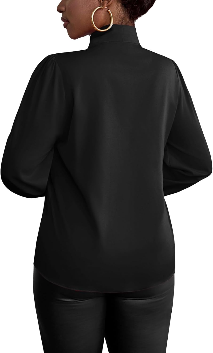 Vrtige Women's Elegant Bow Tie Neck Long Sleeve Blouse Office Shirt Top - Image 5