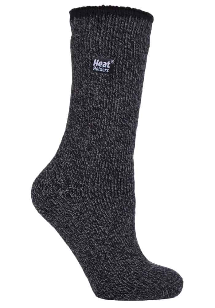 HEAT HOLDERS - Ladies Thick Reinforced 2.9 TOG Winter Warm Outdoor Merino Wool Thermal Socks (4-8 uk, Black (Merino))