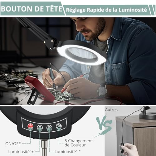 Lampe loupe de bureau pour lecture et bricolage de précision