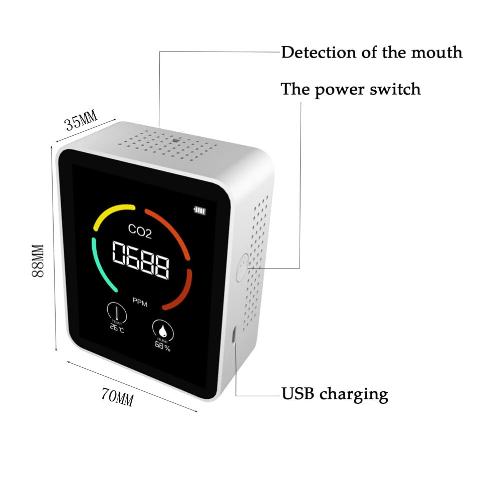 Miernik CO2 5 w 1 Detektor dwutlenku węgla Monitor jakości powietrza w pomieszczeniach BT APP Tester czujnika temperatury i wilgotności Detektor HCHO do samochodu domowego biura (biały 3 w 1)