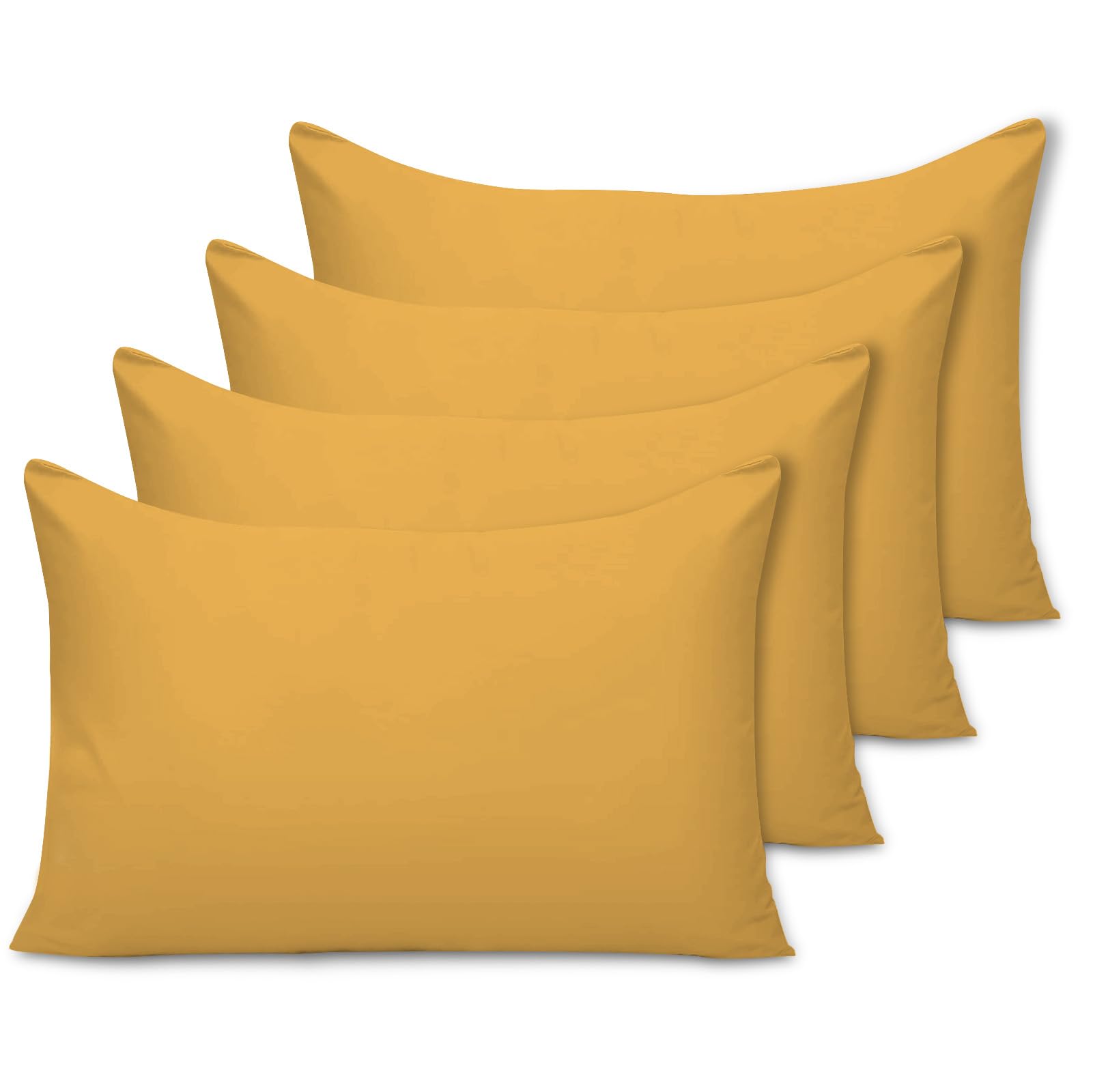 Pamposh Gold Pillow Cases 4 Pack - Standard Size 50 X 75 Cm - Double Brushed Premium Microfibre Envelope Closure Pillow Covers - Hypoallergenic Pillowcases Set Of 4 (, 50 X 75 (Pack Of 4))
