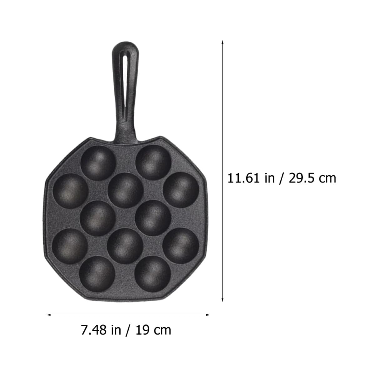 FRCOLOR Padella per Takoyaki in Ghisa 12 Fori Antiaderente, Stampo per Polpette Multiuso in Ferro Addensato, Pentola da Cucina Resistente al Calore per Cottura Uniforme e Uso Domestico