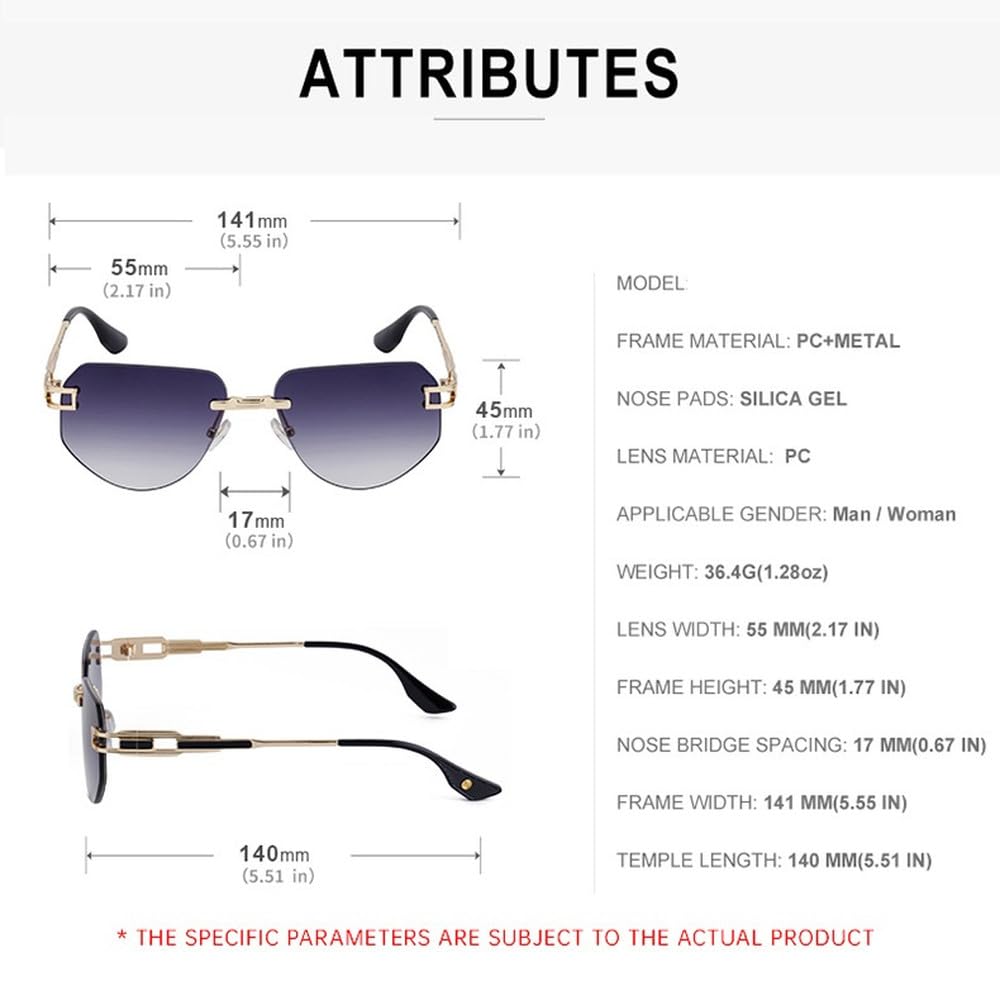 Gafas de sol ovaladas de moda para mujeres y hombres, vintage, de lujo, sin montura, de metal, retro, UV400