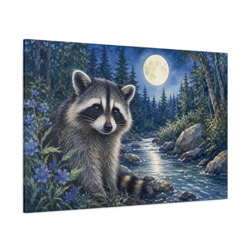 Tableau raton laveur aquarelle pour décorer un salon au-dessus d'une console