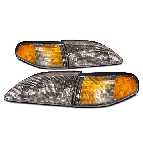 PERDE Compatible with Ford Mustang Headlight Replacement Headlamp Driver/Passenger 4 Pc Set