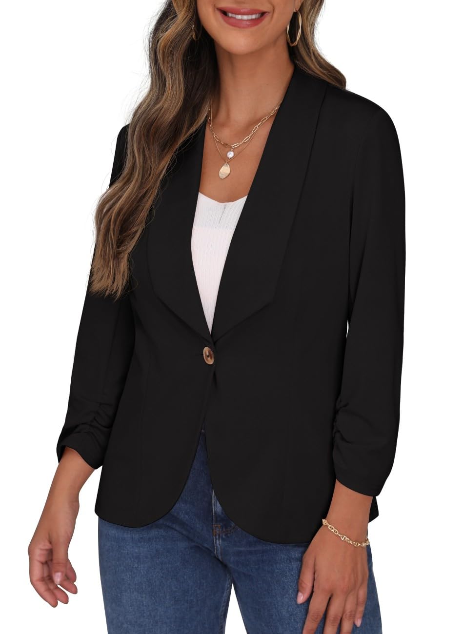 PrinStory Blazer Damen Sportlich Elegant 3/4 Ärmel Blazer Büro Geschäft Dressy Jack Outfits