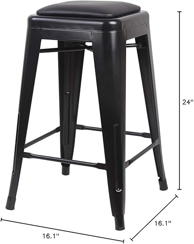 Miniatura 182 de GIA Taburete de mostrador sin respaldo de 24 pulgadas, cantidad de 4, bronce con asiento de madera clara Negro -,Café,Gris,gris, (Gun