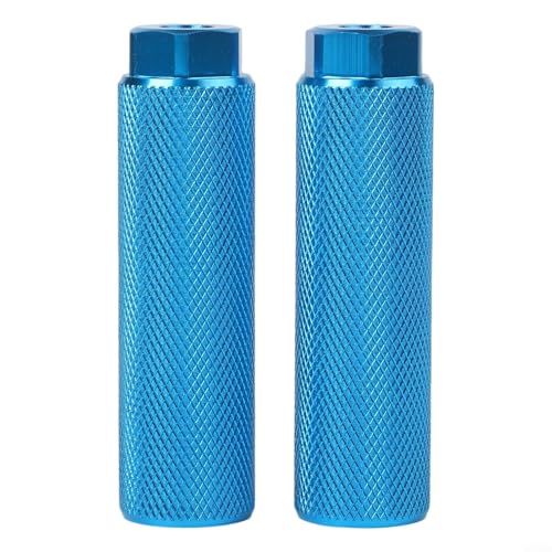 Repose-pieds antidérapants en alliage d'aluminium pour essieux de 9 mm, chevilles cylindriques moletées pour VTT, vélo de route, roue avant et arrière (1 paire) (bleu)