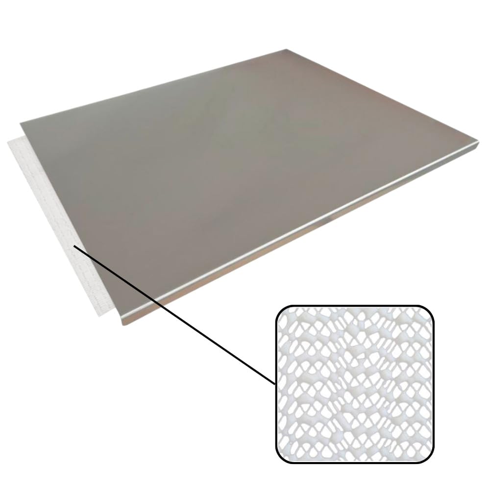 GIEMME Spianatoia in Acciaio per Impastare - Piano di Lavoro per Cucina con Tappetino Antiscivolo (50x56 cm)