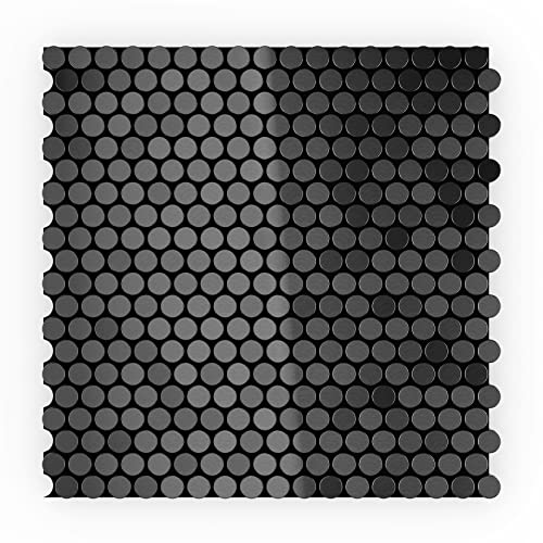 Speedtiles Penny Sb Modern Metal Tiles - Peel & Stick Tiles For Kitchen Backsplash, Bathroom, Interior Walls - 2X Faster Installation, No Glue Is Required - Black Stainless Steel - Sample #TOP1