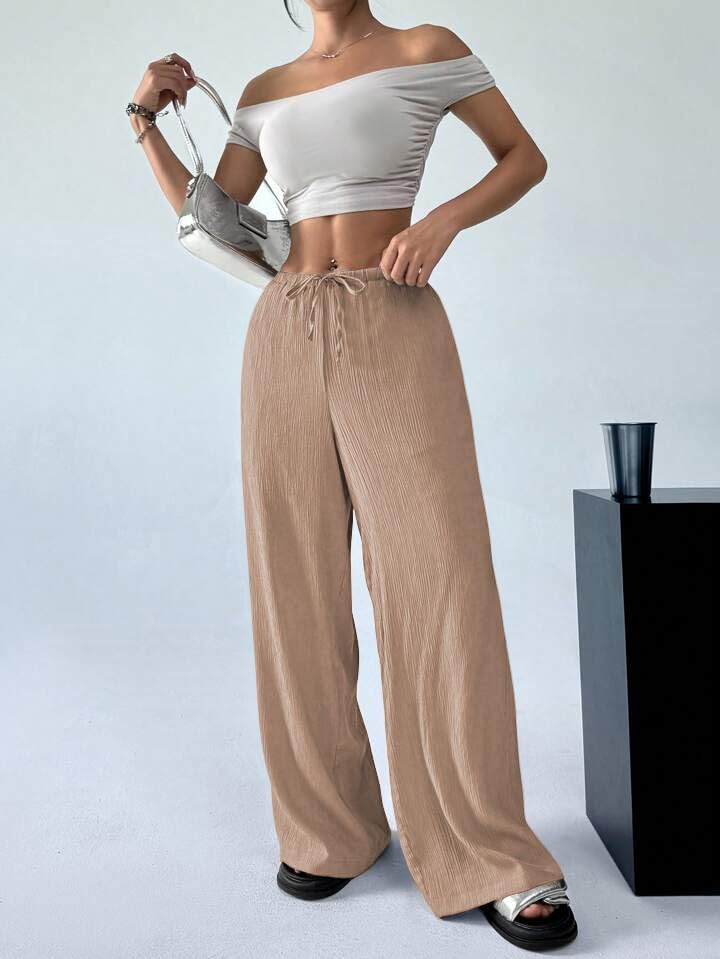 Image of GRECIILOOKS High Waist Trousers for Women - Flared Korean Style Formal Pants | Elegant Workwear for Office, College & Events (Available in Plus Size)